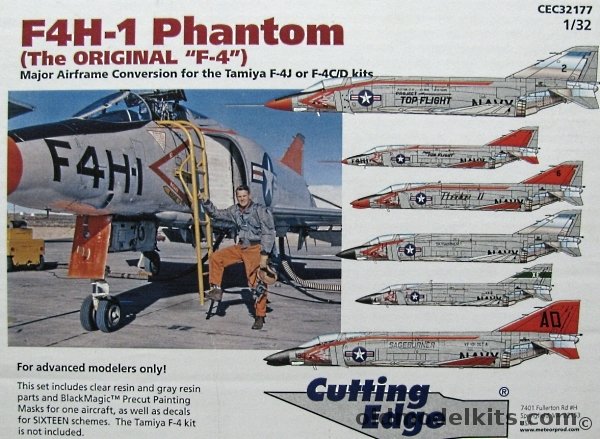 Cutting Edge 1/32 F4H-1 Phantom - The Original F-4 - Major Airframe Conversion Set With Decals for 16 Schemes and Black Magic Masks, CEC32177 plastic model kit